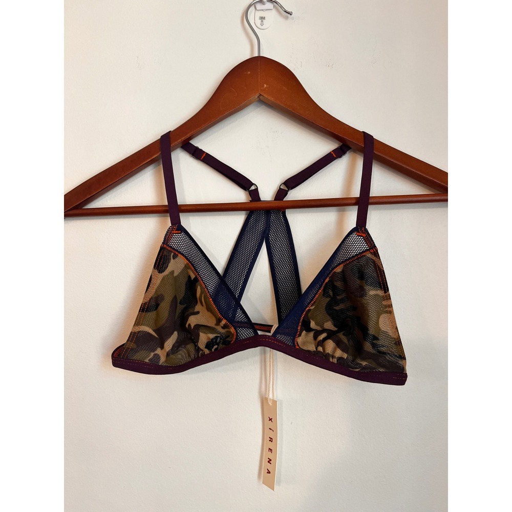 Xirena Roman Bralette Nik Camo Mesh Triangle Racerback Bra X81033 New